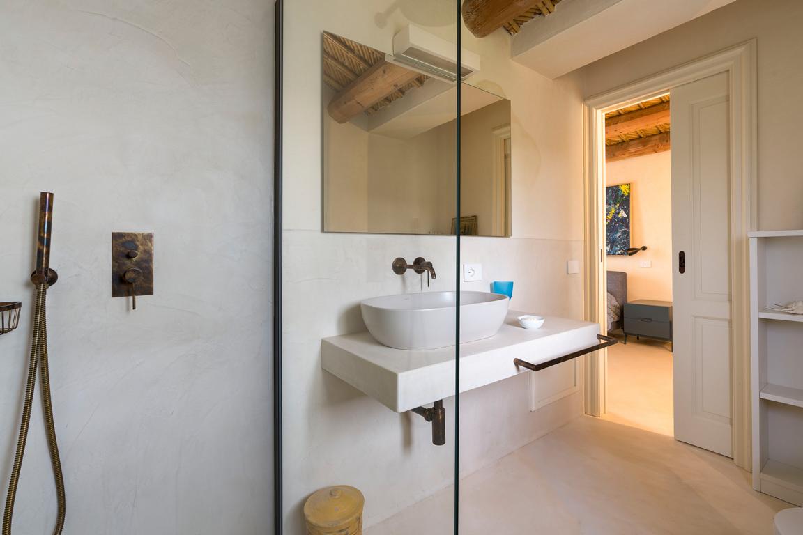 Modern bathroom with walk in shower Sicily villa